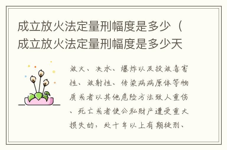 成立放火法定量刑幅度是多少（成立放火法定量刑幅度是多少天）