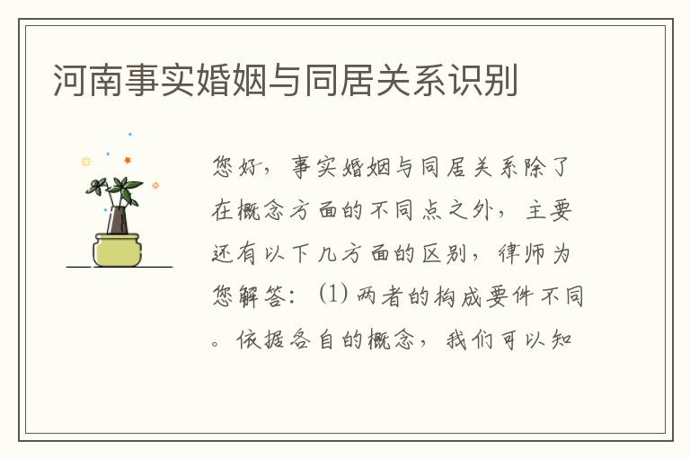 河南事实婚姻与同居关系识别