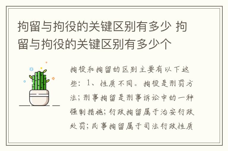 拘留与拘役的关键区别有多少 拘留与拘役的关键区别有多少个
