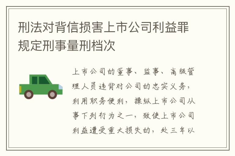 刑法对背信损害上市公司利益罪规定刑事量刑档次