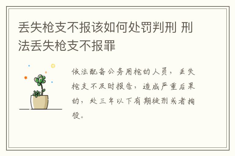 丢失枪支不报该如何处罚判刑 刑法丢失枪支不报罪