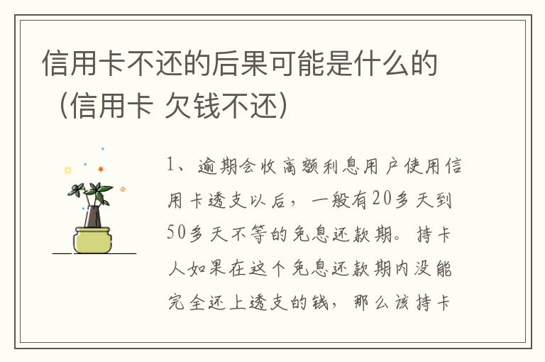 信用卡不还的后果可能是什么的(信用卡 欠钱不还)