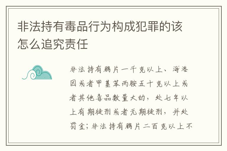 非法持有毒品行为构成犯罪的该怎么追究责任