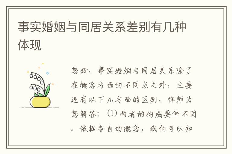 事实婚姻与同居关系差别有几种体现