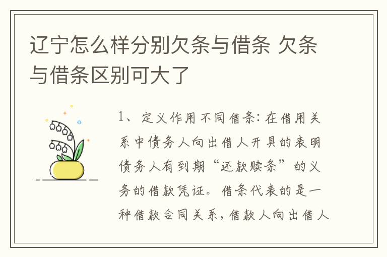 辽宁怎么样分别欠条与借条 欠条与借条区别可大了