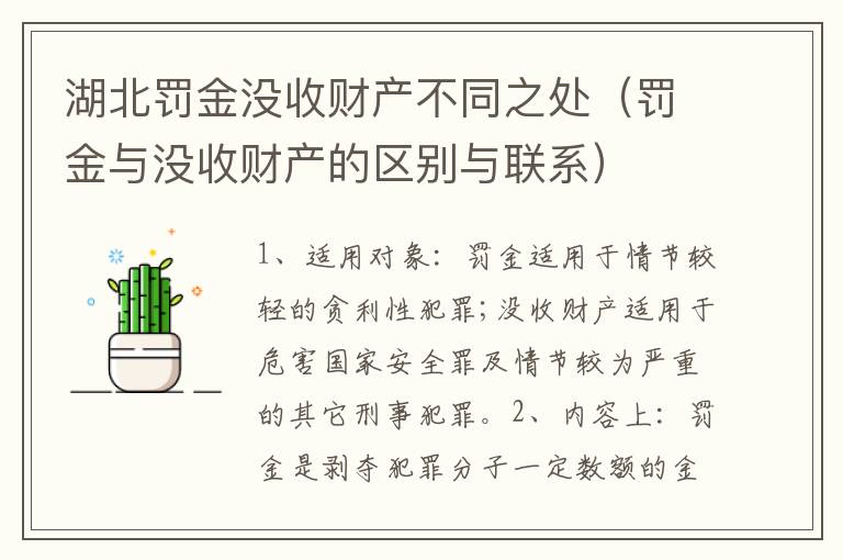 湖北罚金没收财产不同之处（罚金与没收财产的区别与联系）