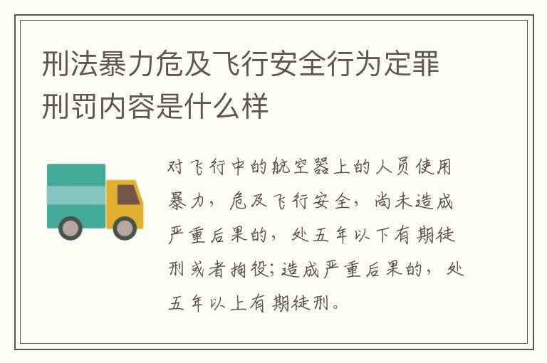 刑法暴力危及飞行安全行为定罪刑罚内容是什么样