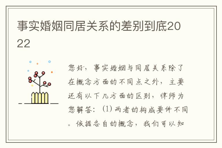 事实婚姻同居关系的差别到底2022
