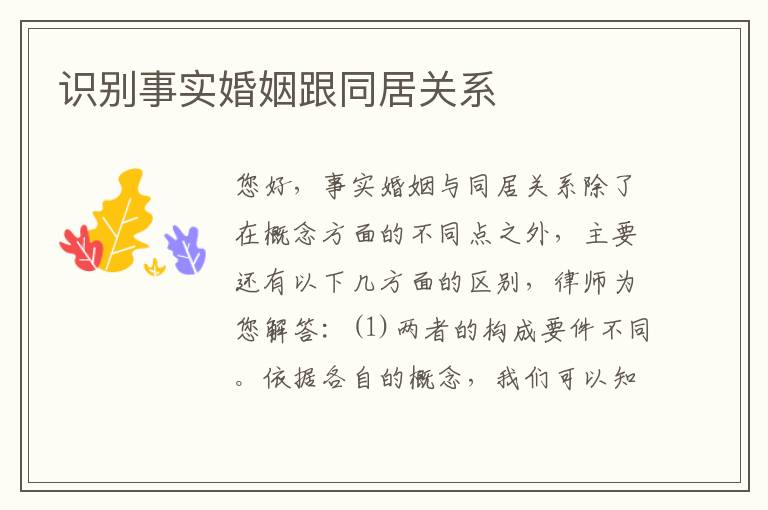 识别事实婚姻跟同居关系