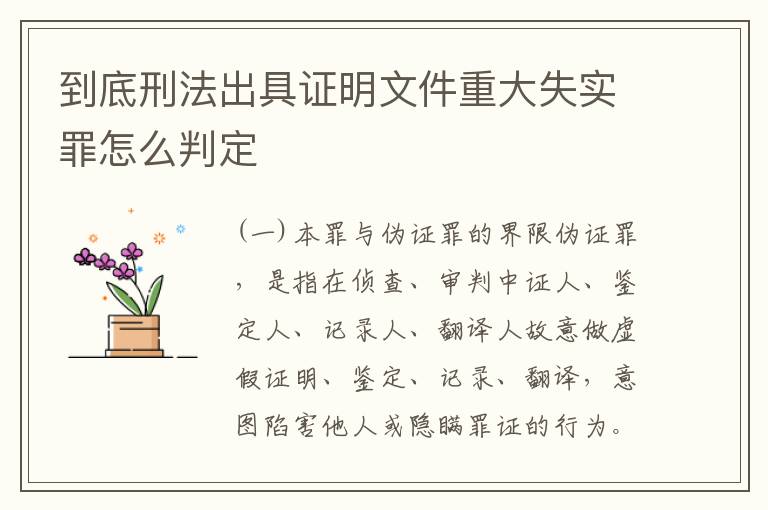 到底刑法出具证明文件重大失实罪怎么判定