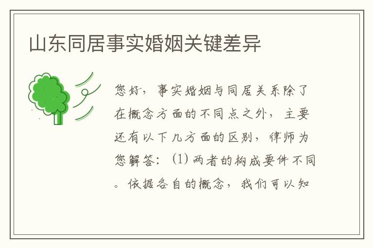 山东同居事实婚姻关键差异