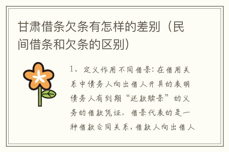 甘肃借条欠条有怎样的差别（民间借条和欠条的区别）