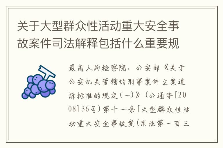 关于大型群众性活动重大安全事故案件司法解释包括什么重要规定