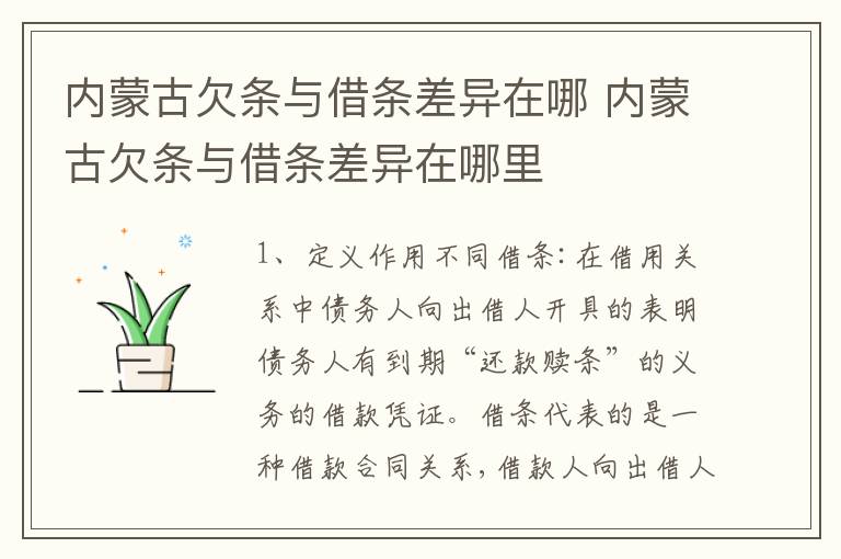 内蒙古欠条与借条差异在哪 内蒙古欠条与借条差异在哪里