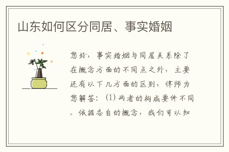 山东如何区分同居、事实婚姻