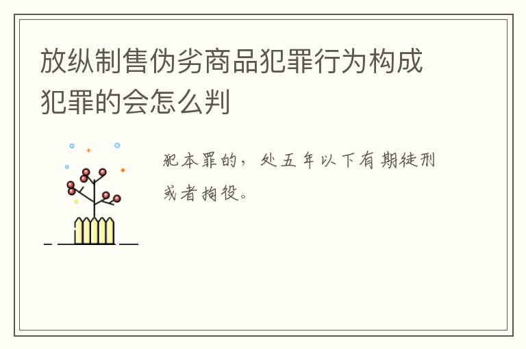 放纵制售伪劣商品犯罪行为构成犯罪的会怎么判