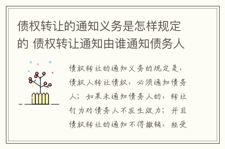 债权转让的通知义务是怎样规定的 债权转让通知由谁通知债务人