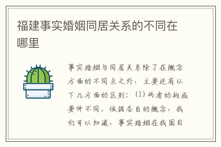 福建事实婚姻同居关系的不同在哪里
