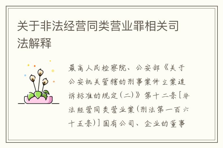 关于非法经营同类营业罪相关司法解释