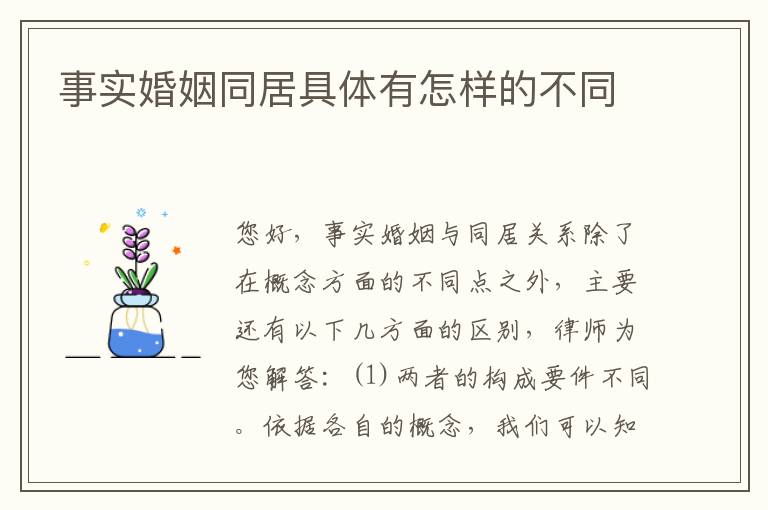 事实婚姻同居具体有怎样的不同