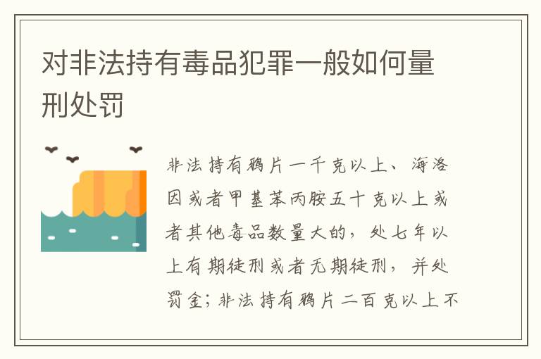 对非法持有毒品犯罪一般如何量刑处罚