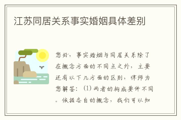 江苏同居关系事实婚姻具体差别