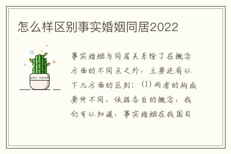 怎么样区别事实婚姻同居2022