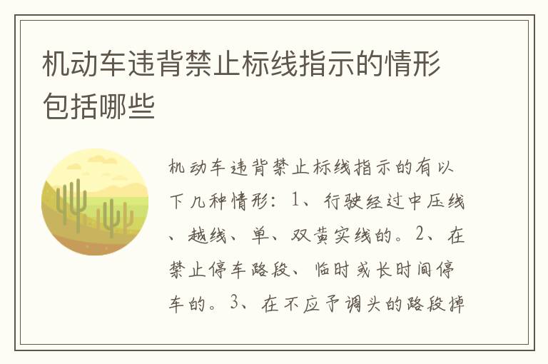 机动车违背禁止标线指示的情形包括哪些