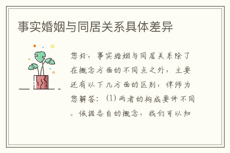 事实婚姻与同居关系具体差异