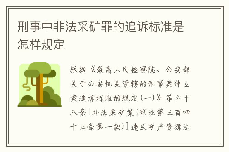 刑事中非法采矿罪的追诉标准是怎样规定