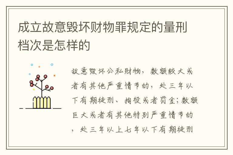 成立故意毁坏财物罪规定的量刑档次是怎样的