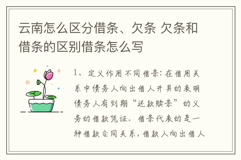 云南怎么区分借条、欠条 欠条和借条的区别借条怎么写