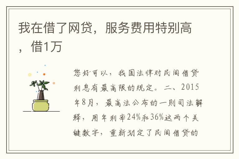 我在借了网贷，服务费用特别高，借1万