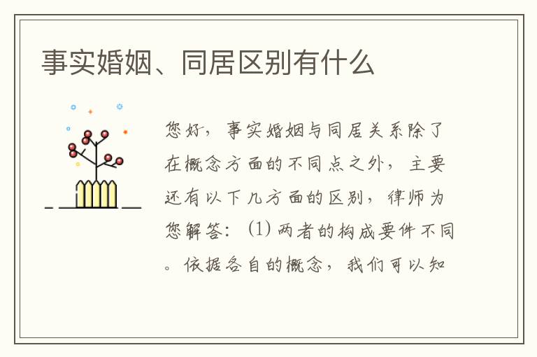 事实婚姻、同居区别有什么