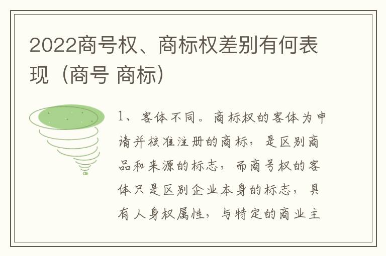 2022商号权、商标权差别有何表现（商号 商标）
