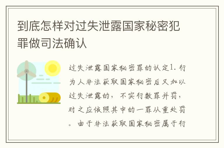 到底怎样对过失泄露国家秘密犯罪做司法确认