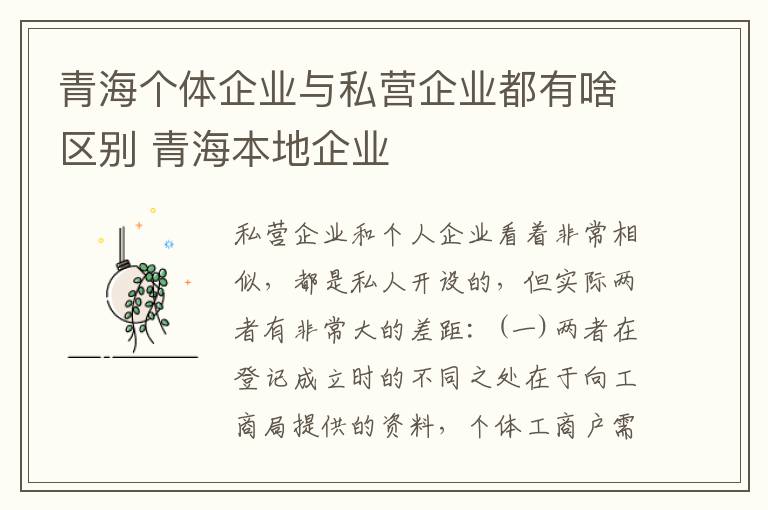 青海个体企业与私营企业都有啥区别 青海本地企业