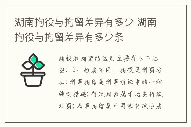湖南拘役与拘留差异有多少 湖南拘役与拘留差异有多少条