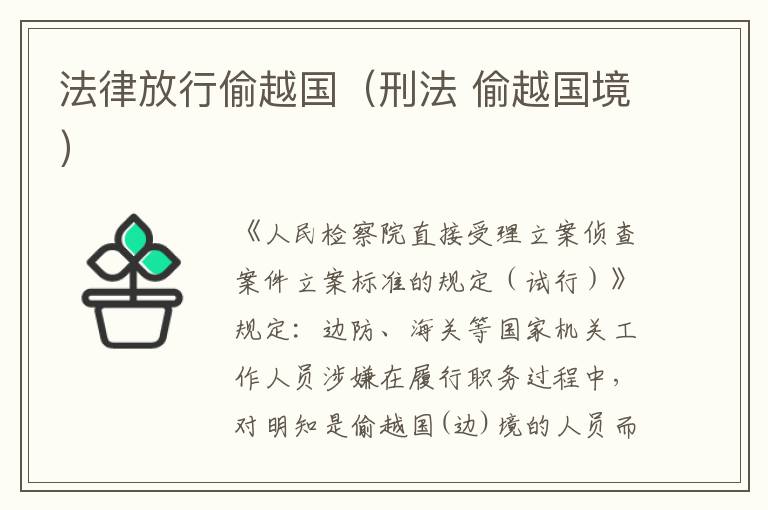 法律放行偷越国（刑法 偷越国境）