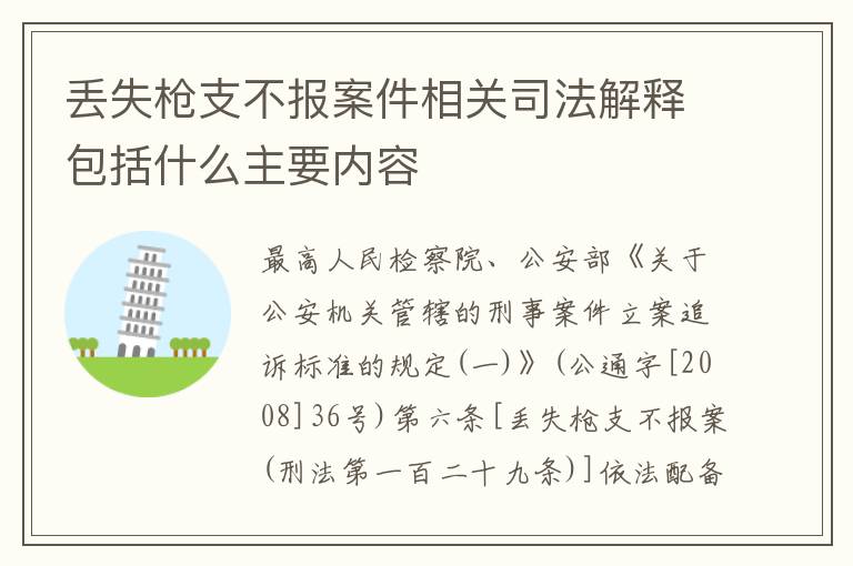 丢失枪支不报案件相关司法解释包括什么主要内容