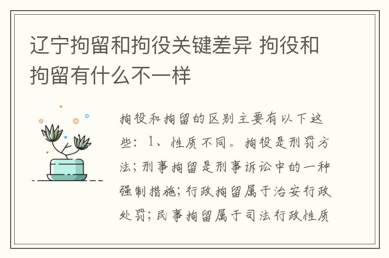 辽宁拘留和拘役关键差异 拘役和拘留有什么不一样