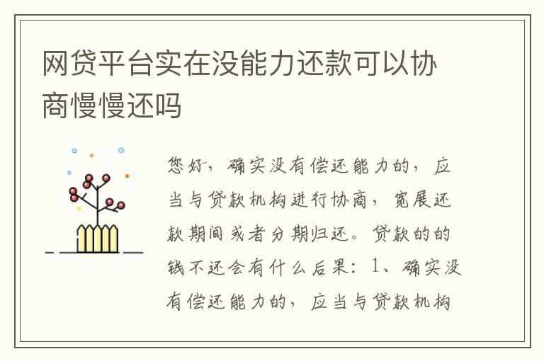 网贷平台实在没能力还款可以协商慢慢还吗