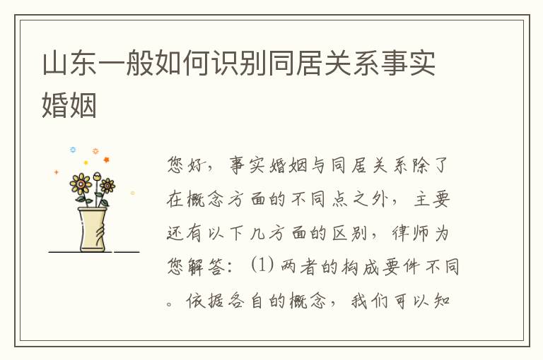 山东一般如何识别同居关系事实婚姻