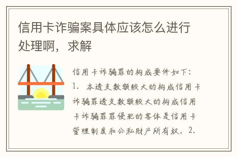 信用卡诈骗案具体应该怎么进行处理啊,求解