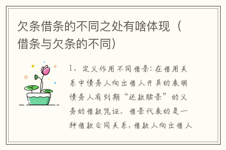 欠条借条的不同之处有啥体现（借条与欠条的不同）