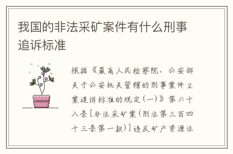 我国的非法采矿案件有什么刑事追诉标准