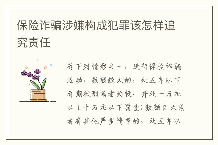保险诈骗涉嫌构成犯罪该怎样追究责任