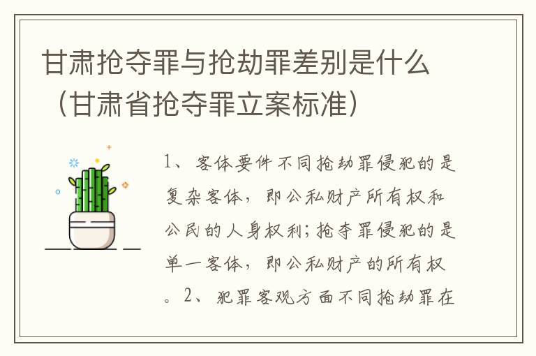 甘肃抢夺罪与抢劫罪差别是什么（甘肃省抢夺罪立案标准）