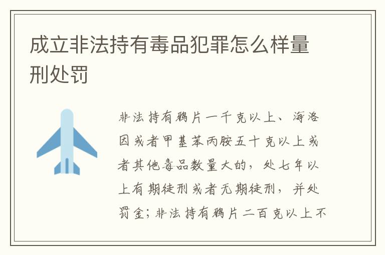 成立非法持有毒品犯罪怎么样量刑处罚