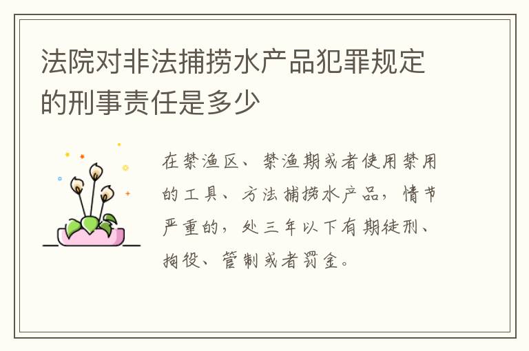 法院对非法捕捞水产品犯罪规定的刑事责任是多少